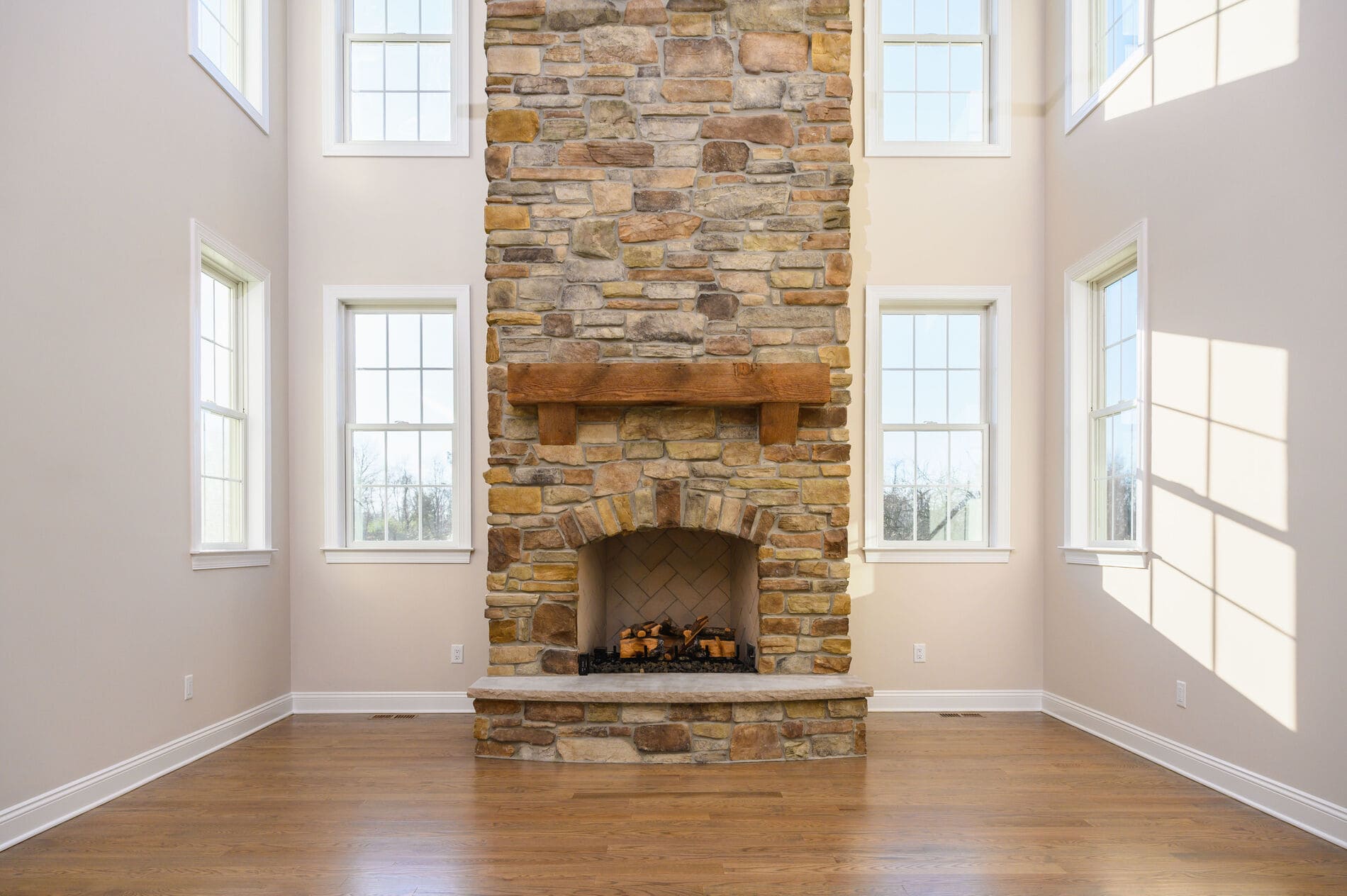 Stone Fireplace custom home build by GTG Builders