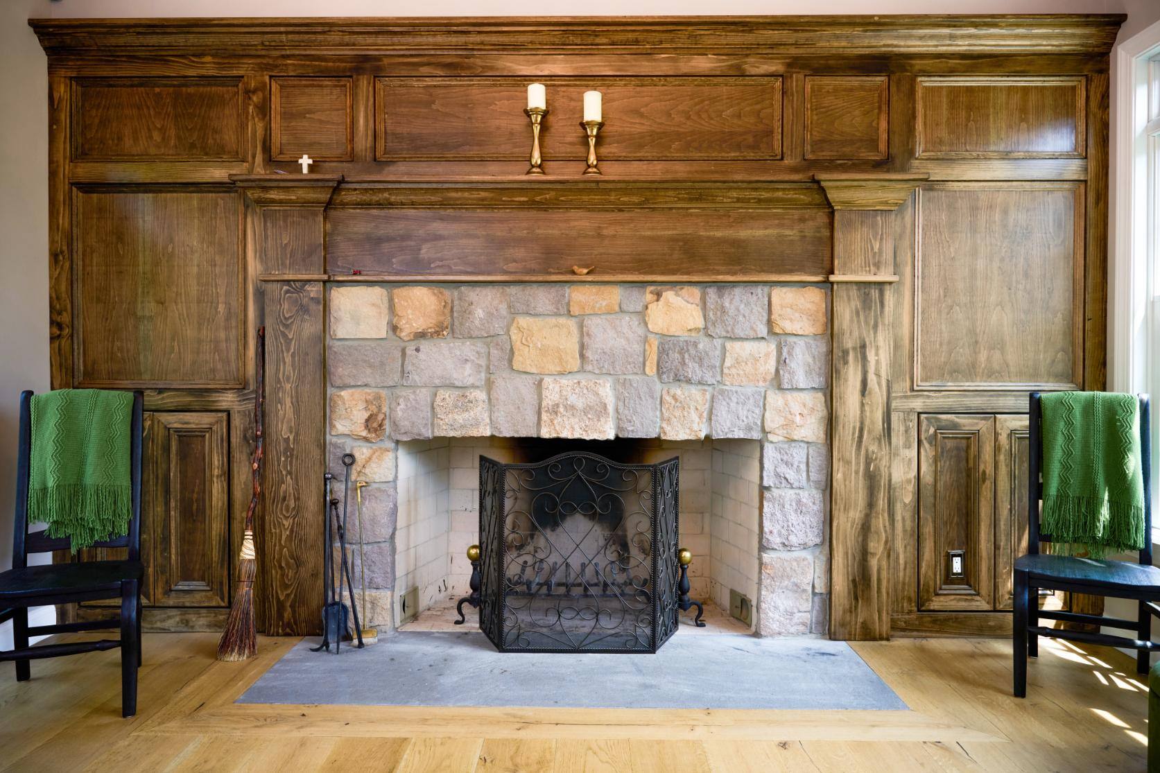 Fireplace in 4-season room addition by GTG Builders in Central, NJ Fireplace in 4-season room addition by GTG Builders in Central, NJ