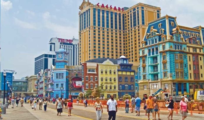 Atlantic City casinos along citywalk by  ROI-NJ