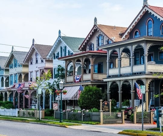 Vintage architectural homes in Cape May New Jersey