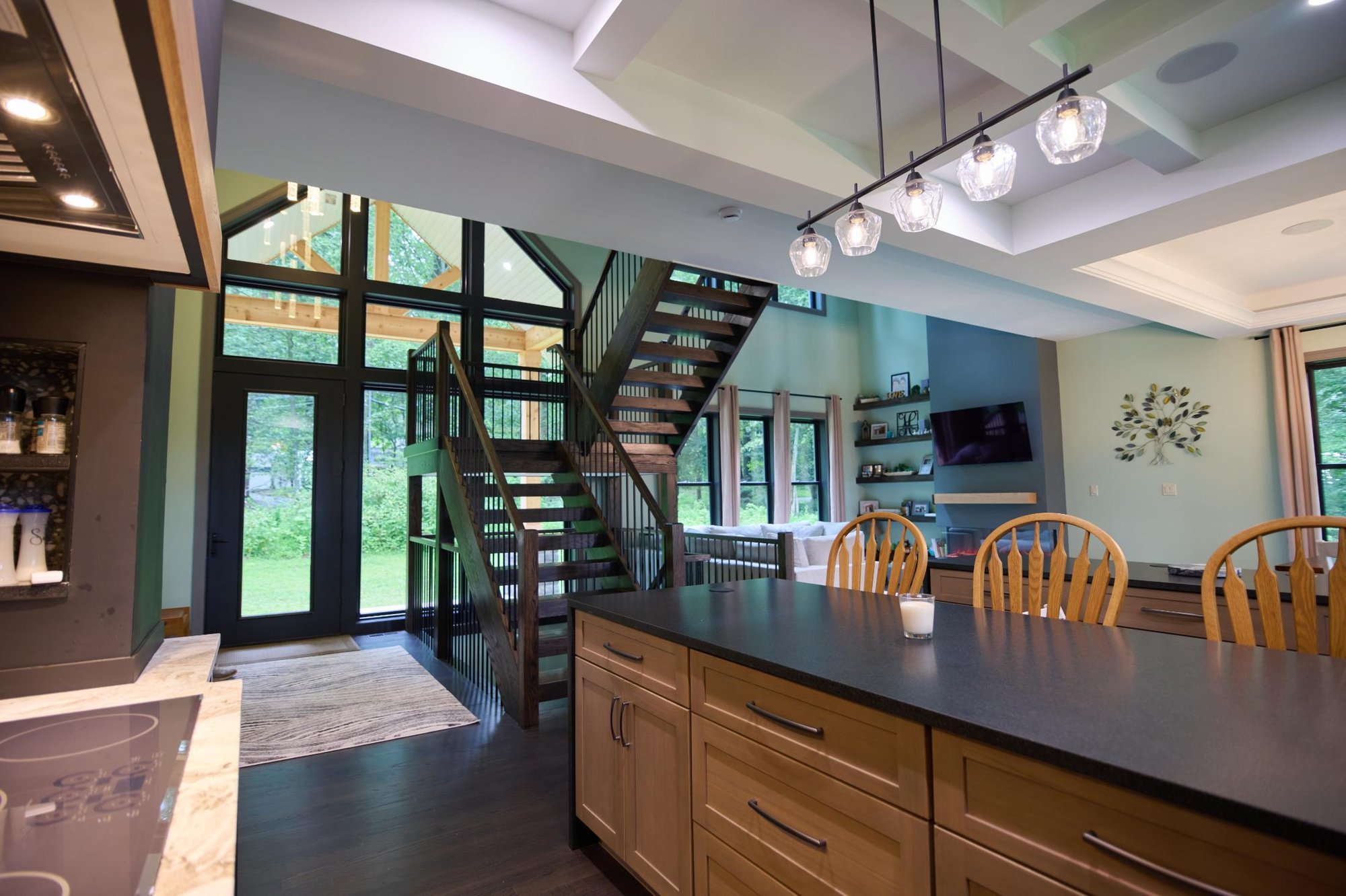 Side angle of kitchen in Delaware Township Custom home