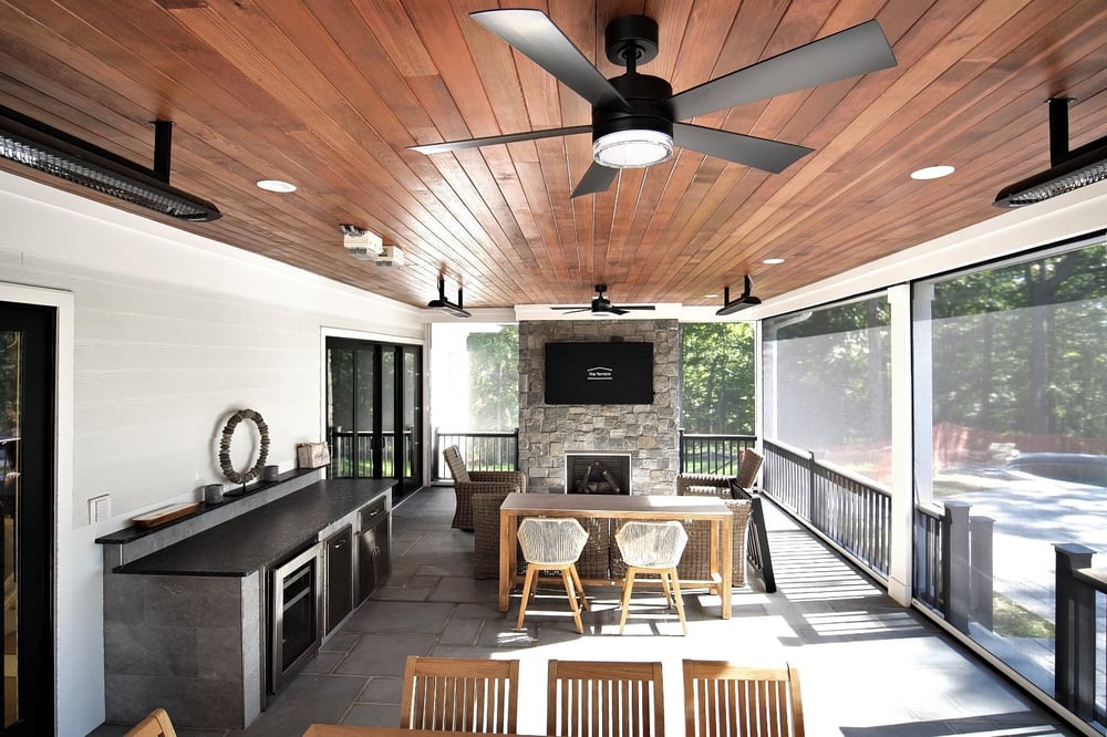 Screened Porch in Automated Custom Home in Tewksbury by GTG Builders Screened Porch in Automated Custom Home in Tewksbury by GTG Builders