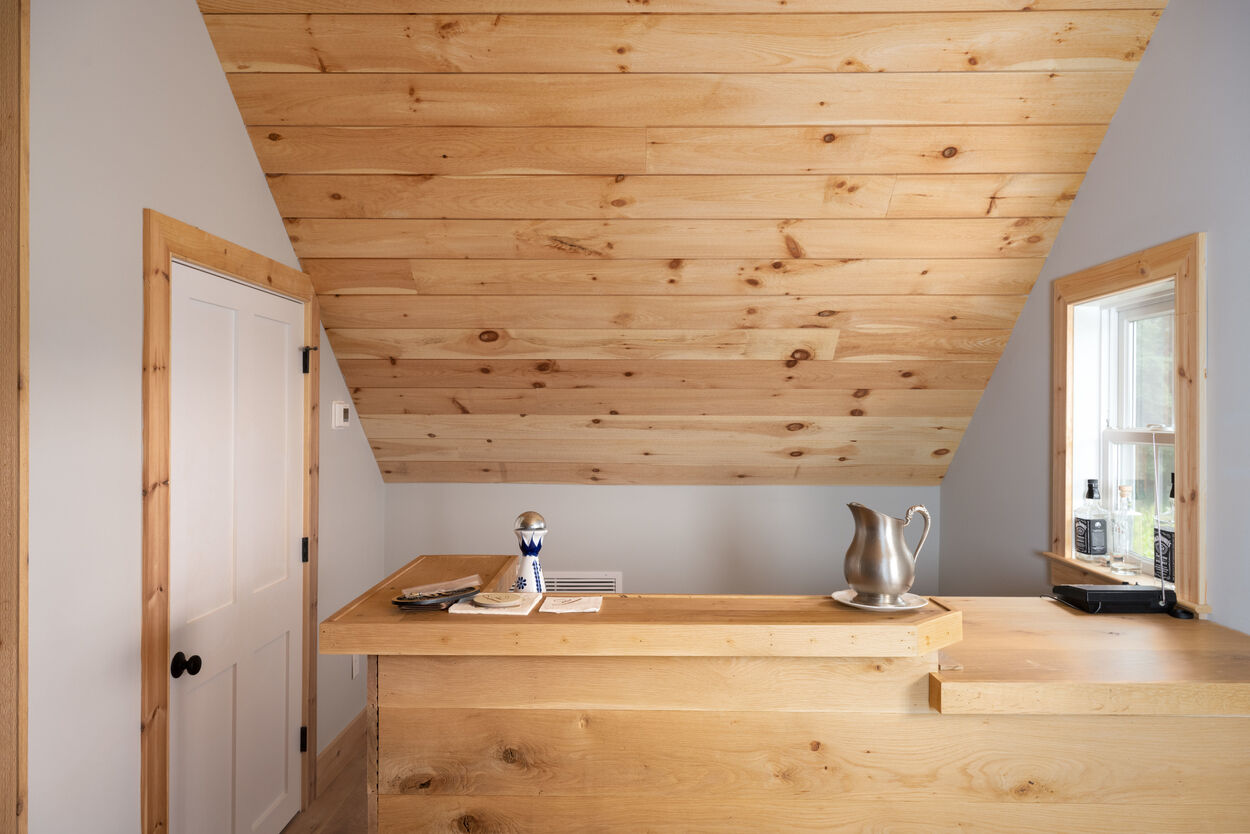 light wood ceiling on second story by GTG Builders in Stockton, New Jersey