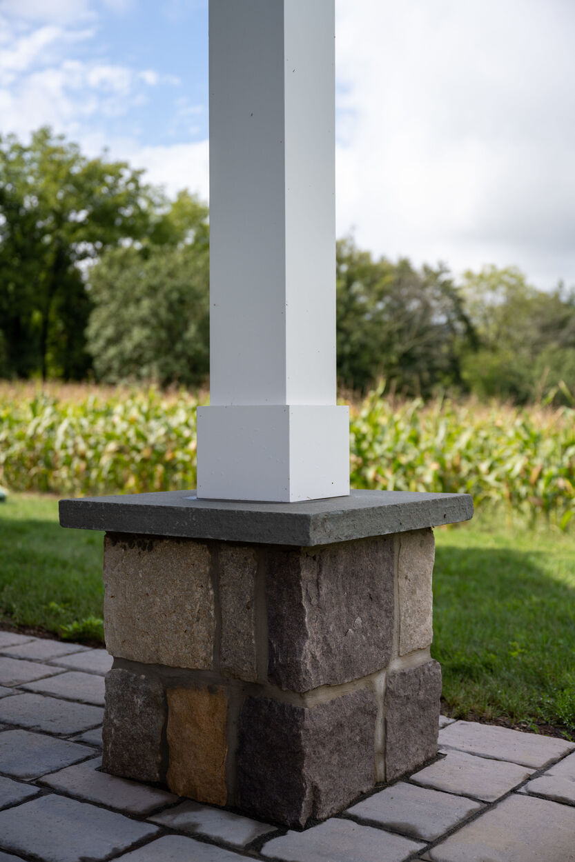 close up of white barn pillar by GTG Builders in Stockton, New Jersey