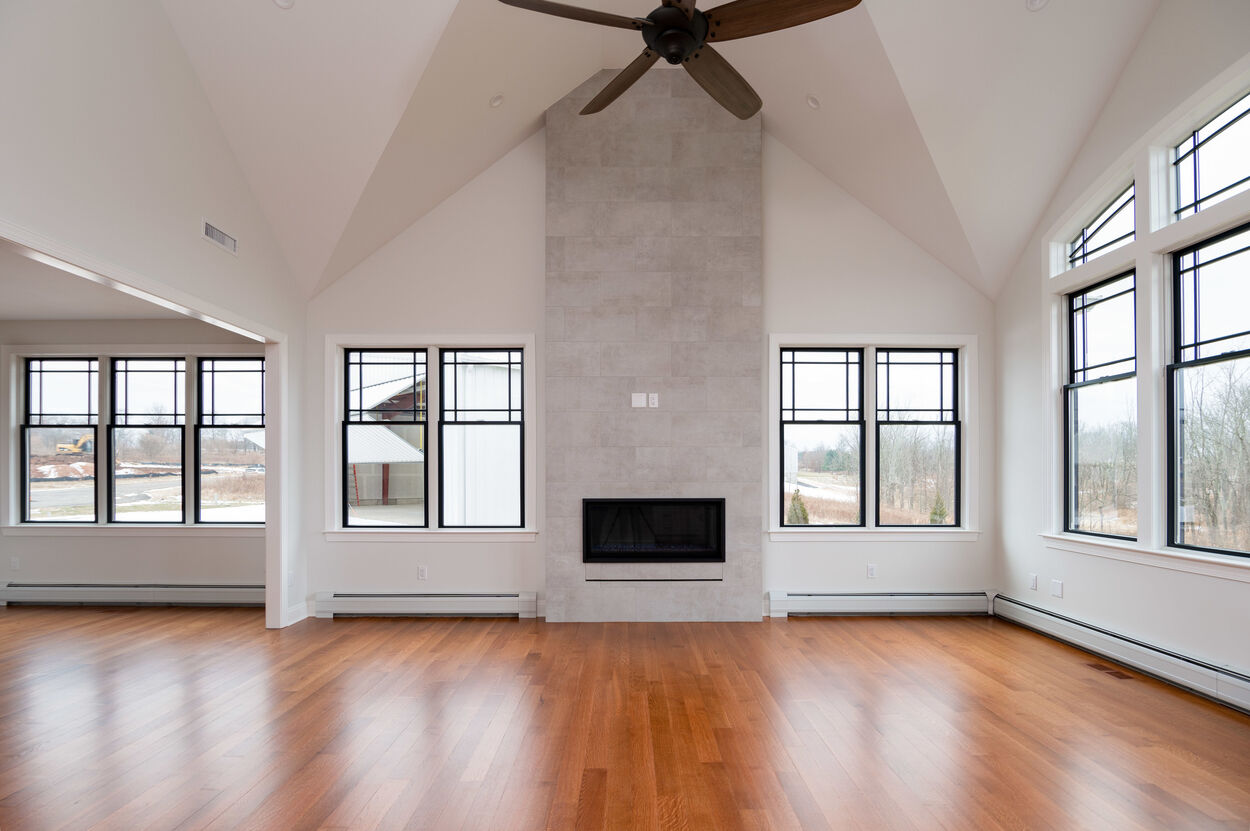 fireplace inside custom home in central jersey by gtg builders