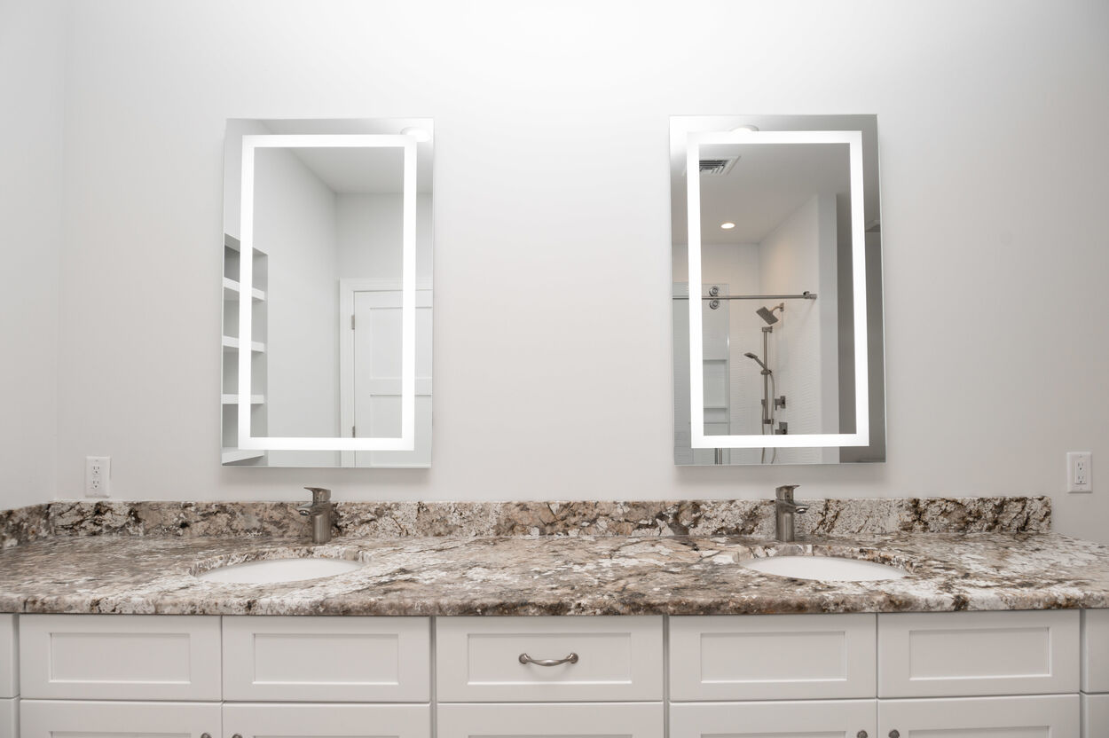 bathroom with double vanity and marble counterops in custom home by gtg builders in central new jersey bathroom with double vanity and marble counterops in custom home by gtg builders in central new jersey