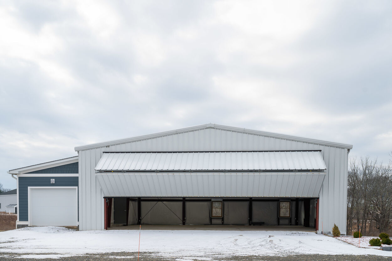 detached airplane hangar by gtg builders in central new jersey