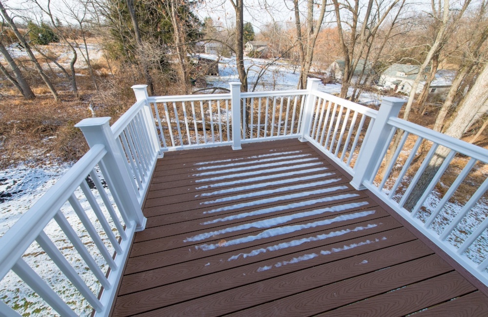 patio outside custom home by gtg builders in central new jersey